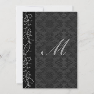 Convites Casamento tema damasco Preto Elegante
