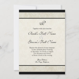Convites Casamento tema damasco Preto n Cream Red Tulip