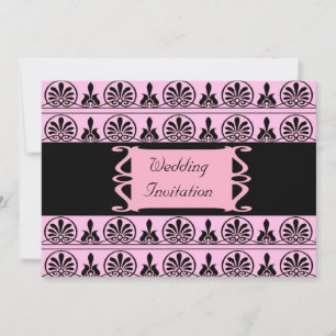 Convites Casamento tema damasco rosa