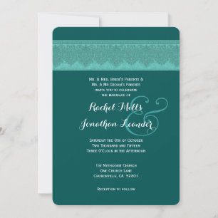 Convites Casamento tema damasco TEAL V16