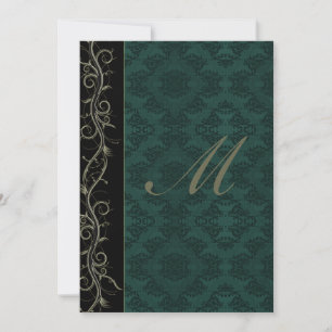 Convites Casamento tema damasco Verde Elegante