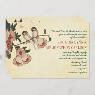 Convites Casamento tema damasco Vintage Cherry Blossom Chic