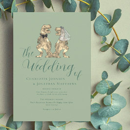 Convites Casamento Tema Dinossauro Verde Salvia