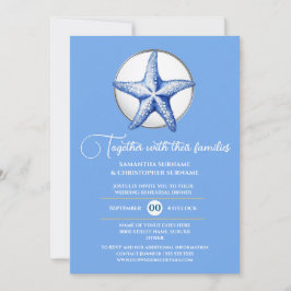 Convites Casamento tema estrelas-do-mar azul branco prata l