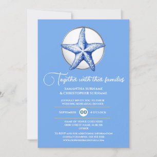 Convites Casamento tema estrelas-do-mar azul branco prata l