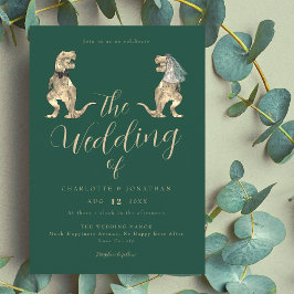 Convites Casamento Temático de Dinossauros Verde