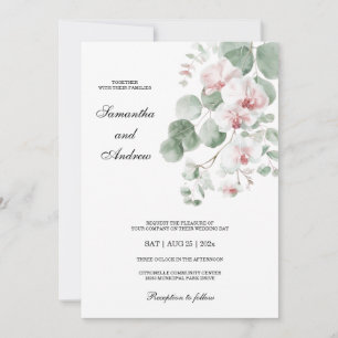Convites Casamento Temático de Orquídea Boho Rosa