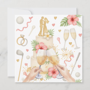 Convites Casamento temático Golf Havaiano para golfista
