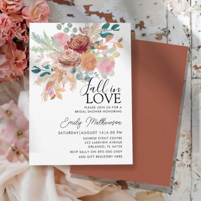 Convites Casamento Terracota & Blush de Outono (Criador carregado)