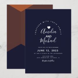 Convites Casamento Terracota Chocolate Preto Marinha Modern