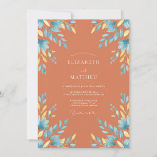 Convites Casamento Terracota com Flor de Milho Folhosa
