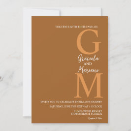 Convites Casamento Terracota Marrom Boêmio Monogramado