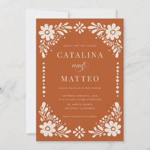 Convites Casamento Terracota Papel Picado Mexicano