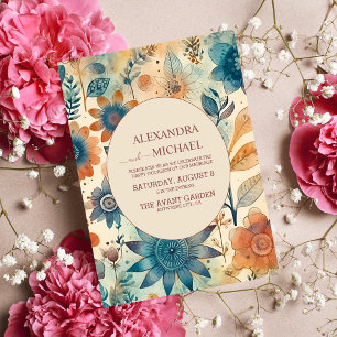 Convites Casamento Terracota Retro Vintage dos Anos 60