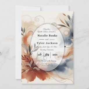 Convites Casamento Terracota Twilight e Navy Blooms