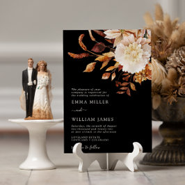 Convites Casamento Terracotta Moderno do outono Negro