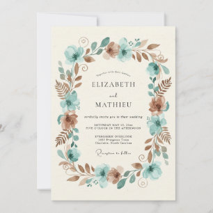 Convites Casamento Terroso de Madeira com Té Verde Cobre