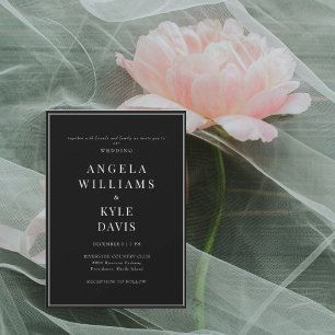 Convites Casamento texto Preto e Branco Moderno Sem Pais