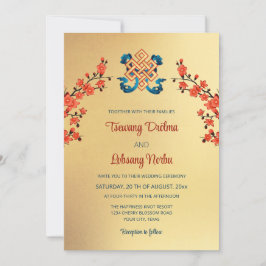Convites Casamento tibetano sem fim do Red Cherry Blossom