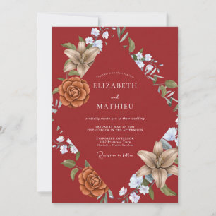 Convites Casamento Tijolo Laranja Dahlia