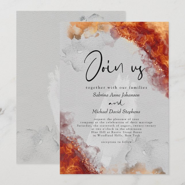 Convites CASAMENTO | Tinta Alcoólica Terracota Ousada e Ard (Frente/Verso)
