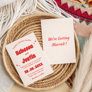 Convites Casamento Tipografia Coral Vintage Retro          