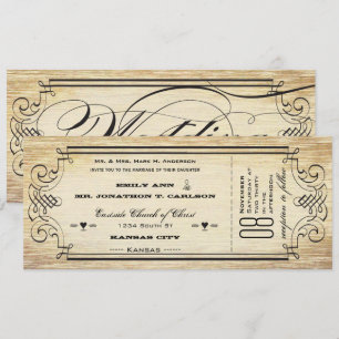 Convites Casamento Tipografia Floral Bilhete de Papel Antig