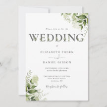 Casamento Tipografia Floral Verde Elegante