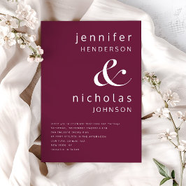 Convites Casamento Tipografia Minimalista Ampersand Borgonh