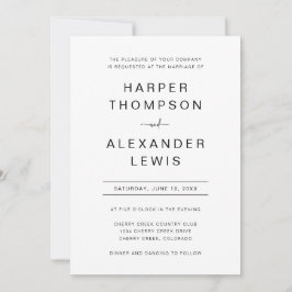 Convites Casamento Tipografia Minimalista Moderna Chic