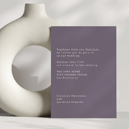 Convites Casamento Tipografia Minimalista Roxo Ameixa Máqui