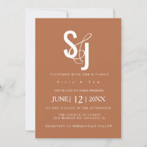 Casamento Tipografia Terracota Escura Minimalista