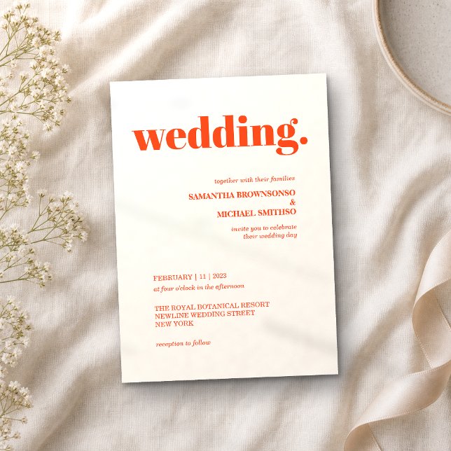 Convites Casamento Tom Terra Mínimo bege marfim rosa Modern (Criador carregado)