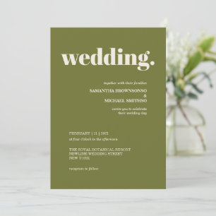 Convites Casamento Tom Terra Mínimo Verde Oliva