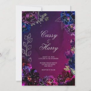 Convites Casamento Tons de Joia Ombre Safira Ametista