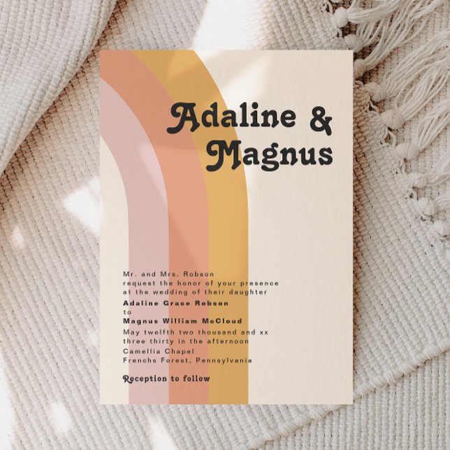 Convites Casamento Tradicional Arco-Íris dos anos 70 (Criador carregado)