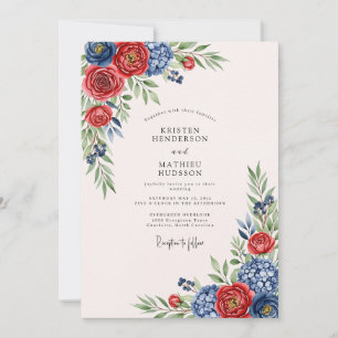 Convites Casamento Tradicional Artístico Carmesim Marinho