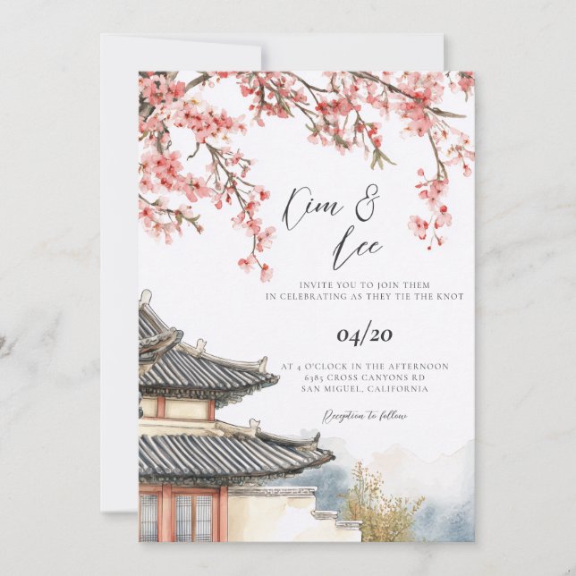 Convites Casamento Tradicional Coreano (Frente)