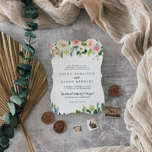 Convites Casamento Tradicional da Folhagem Verde Floral Sim