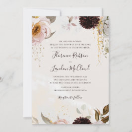 Convites Casamento Tradicional de Aquarela Floral Moderna B