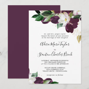 Convites Casamento Tradicional de Blooms Roxos Moody
