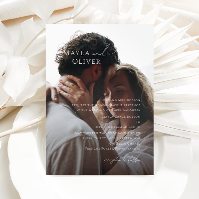 Convites Casamento Tradicional de Fotografias de Script Mín (Criador carregado)