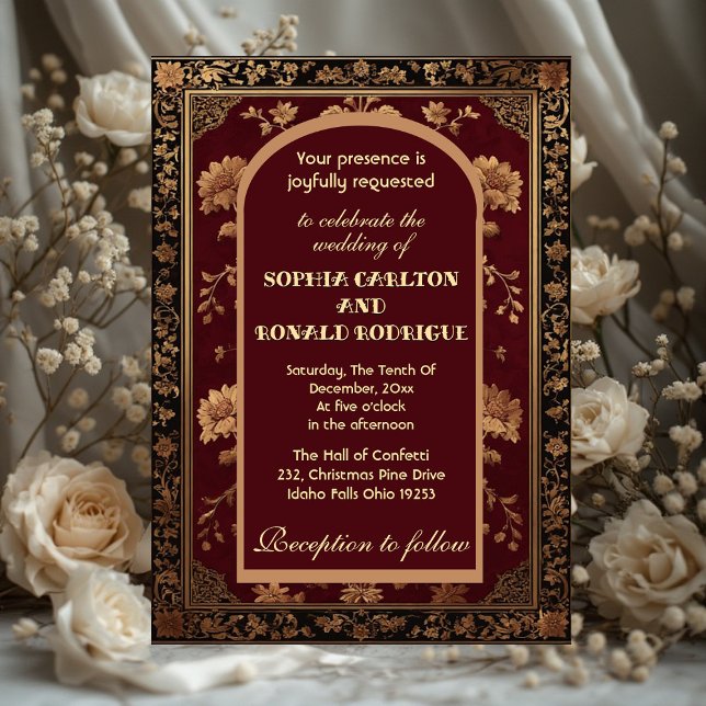 Convites Casamento Tradicional de Natal Clássico Chinoiseri (Classic Christmas Chinoiserie Traditional Wedding Invitation)