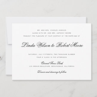 Convites Casamento Tradicional de Script Clássico Elegante