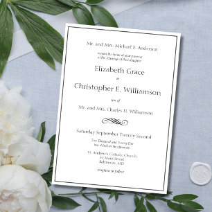 Convites Casamento Tradicional Formal Clássico Ambos os Pai