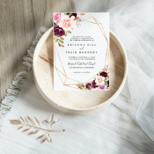 Convites Casamento Tradicional Geométrico Dourado Russo