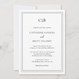 Convites Casamento Tradicional Preto e Branco Tudo em Um