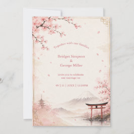 Convites Casamento Tradicional Sakura Monte Fuji Elegância