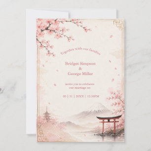Convites Casamento Tradicional Sakura Monte Fuji Elegância