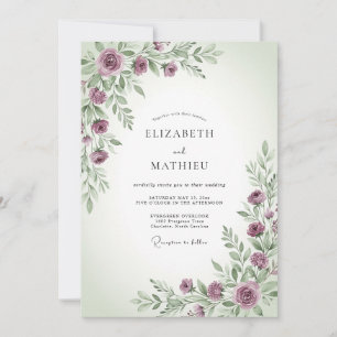 Convites Casamento Tranquilo de Primavera em Tons de Sage R
